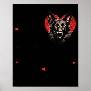 Schattige zwarte Duitse herdershond Valentijnsdag Poster