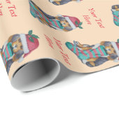 schattige zwarte en bruine kersthond cadeaupapier (Rol Hoek)