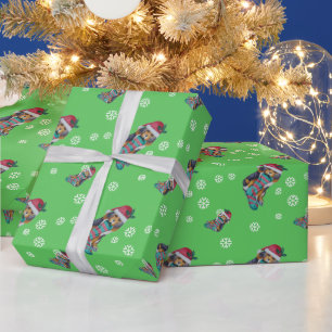 schattige zwarte en bruine pupil gekleed voor kers cadeaupapier