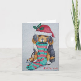 schattige zwarte en bruine pupil gekleed voor kers feestdagen kaart