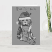 schattige zwarte en bruine pupil gekleed voor kers feestdagen kaart (Voorkant)