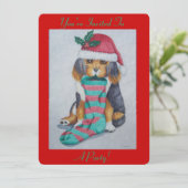 schattige zwarte en bruine pupil gekleed voor kers kaart (Staand voorkant)