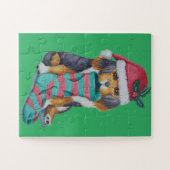 schattige zwarte en bruine pupil gekleed voor kers legpuzzel (Horizontaal)