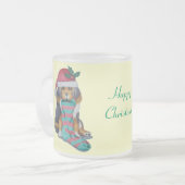 schattige zwarte en bruine pupil gekleed voor kers matglas koffiemok (Voorkant links)