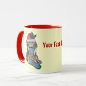 schattige zwarte en bruine pupil gekleed voor kers mok (Voorkant links)