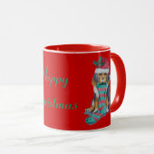 schattige zwarte en bruine pupil gekleed voor kers mok (Voorkant rechts)