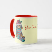 schattige zwarte en bruine pupil gekleed voor kers mok (Voorkant links)