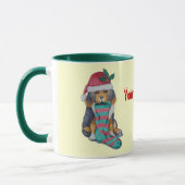 schattige zwarte en bruine pupil gekleed voor kers mok (Links)