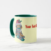 schattige zwarte en bruine pupil gekleed voor kers mok (Voorkant links)