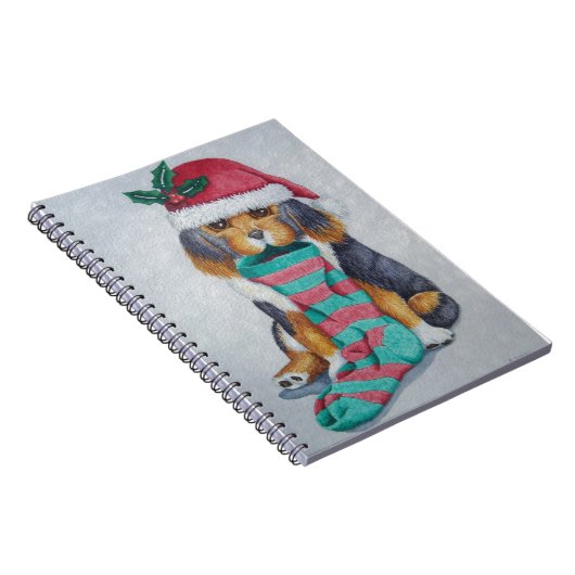 schattige zwarte en bruine pupil gekleed voor kers notitieboek (Rechterzijde)