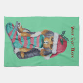 schattige zwarte en bruine pupil gekleed voor kers theedoek (Horizontaal)