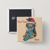 schattige zwarte en bruine pupil gekleed voor kers vierkante button 5,1 cm (Voorkant /achterkant)