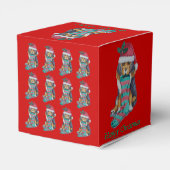 schattige zwarte en bruine puppy met kerstmis bedankdoosjes (Achterkant)