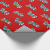 schattige zwarte en bruine puppy met kerstmis cadeaupapier (Hoek)