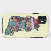 schattige zwarte en bruine puppy met kerstmis Case-Mate iPhone case (Achterkant (horizontaal))
