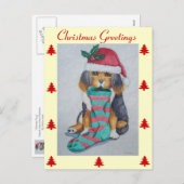 schattige zwarte en bruine puppy met kerstmis feestdagenkaart (Voorkant / Achterkant)