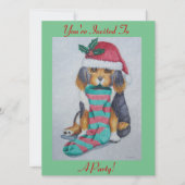 schattige zwarte en bruine puppy met kerstmis kaart (Voorkant)