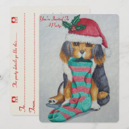 schattige zwarte en bruine puppy met kerstmis kaart