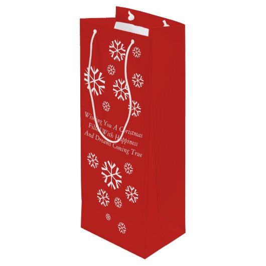 schattige zwarte en bruine puppy met kerstmis wijn cadeautas (Achterkant Gekanteld)