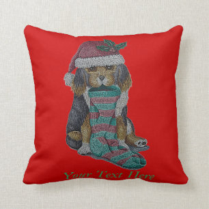 schattige zwarte en bruine puppy voor kerstmis kussen