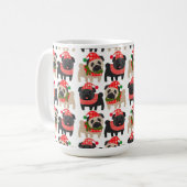 Schattige zwarte en gevierde kersttuggen koffiemok (Voorkant links)