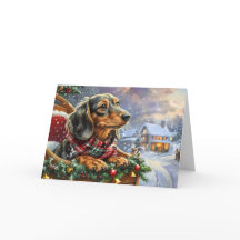 Schattige zwarte en lichtbruine Dachshund Kerstmis