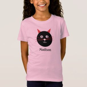 Schattige zwarte en oranje kat met snorharen voor  t-shirt
