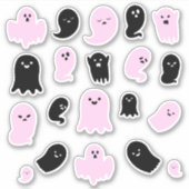 Schattige zwarte en roze geesten sticker (Voorkant)