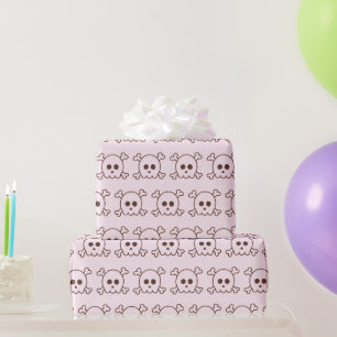 Schattige Zwarte en Roze Schedels Roze Halloween Cadeaupapier