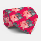 Schattige Zwarte en Witte Cartoon Varkens Das (Opgerold)