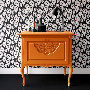 Schattige Zwarte en Witte Geest Halloween Behang