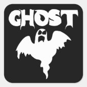 Schattige Zwarte En Witte Geest Vierkante Sticker (Voorkant)
