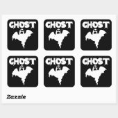 Schattige Zwarte En Witte Geest Vierkante Sticker (Vel)