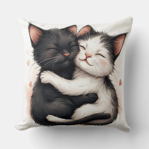Schattige Zwarte en Witte Kittens Kussen