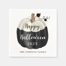 Schattige Zwarte En Witte Pompoen Gelukkig Hallowe