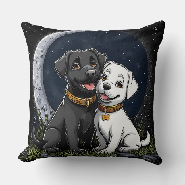 Schattige zwarte en witte puppy's kussen (Voorkant)