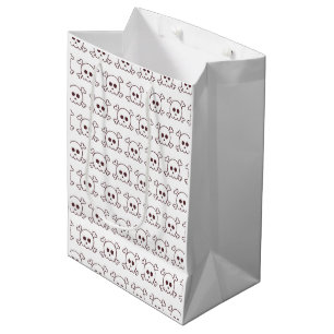 Schattige Zwarte en Witte Schedels Halloween Medium Cadeauzakje