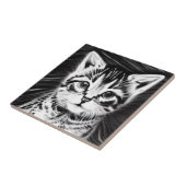 Schattige zwarte en witte strepen tegeltje (Zijkant)