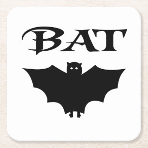 Schattige Zwarte En Witte Vleermuis Halloween Kartonnen Onderzetters