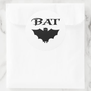 Schattige Zwarte En Witte Vleermuis Halloween Ronde Sticker