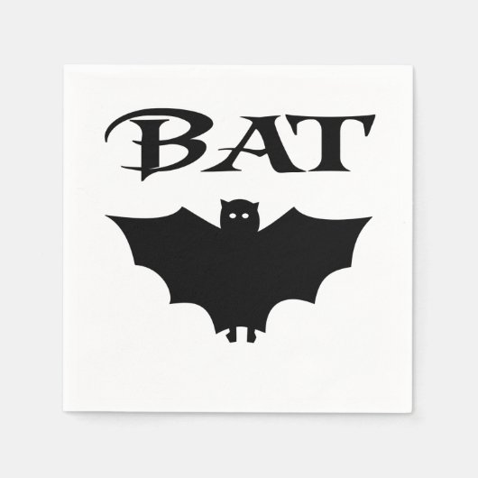 Schattige Zwarte En Witte Vleermuis Halloween Servetten (Voorkant)