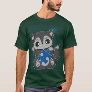 Schattige zwarte Fo en steun voor Autisme bewustzi T-shirt