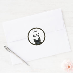 Schattige Zwarte Franse Bulldog Frenchie Foto: Ronde Sticker
