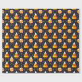 Schattige Zwarte Geïllustreerde Candy Corn Cadeaupapier (Vlak)
