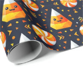 Schattige Zwarte Geïllustreerde Candy Corn Cadeaupapier (Rol Hoek)