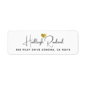 Schattige Zwarte Gouden Monogram Script Naam Stijl Etiket (Voorkant)