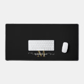 Schattige Zwarte Gouden Script Typografie Monogram Bureaumat (Keyboard & Muis)