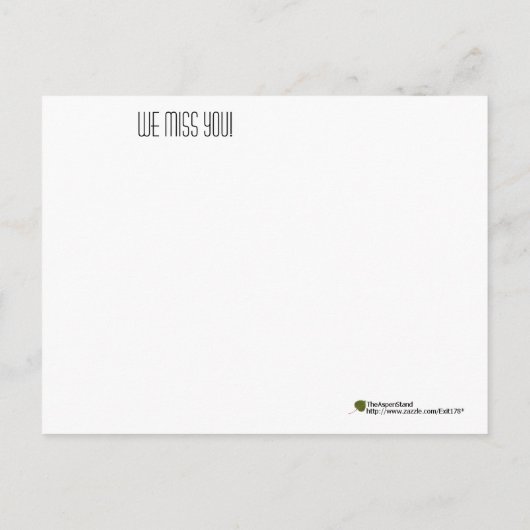 Schattige zwarte grijze tablet ontbreekt u briefkaart (Achterkant)