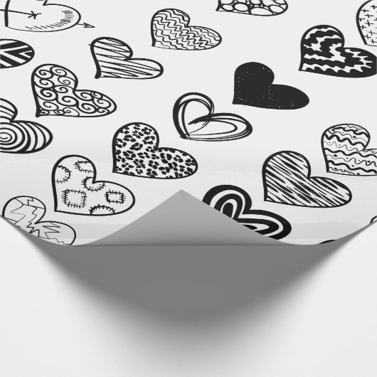 Schattige zwarte-hartenkrabbeltekening cadeaupapier (Hoek)