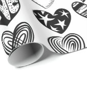 Schattige zwarte-hartenkrabbeltekening cadeaupapier (Rol Hoek)